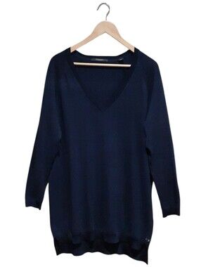 Scotch & Soda Amsterdams Blauw Men's V-Neck Sweater Dark Blue Size Large